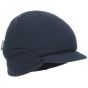 Scott Beanie Cap Fleece Lined Short Peak Folding Ear Sides Navy Blue