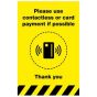 Contactless Payment - Yellow Sign (Adhesive)