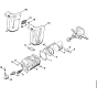 Cylinder, Muffler Assembly for Stihl 075 Gasoline Chainsaws