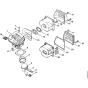 Cylinder & Muffler Assembly for Stihl MS340 Chainsaws