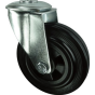 Rubber Tyre Swivel Castor c/w PP Centre & Roller Bearing Single Hole Fixing