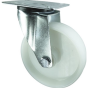 Nylon Wheel Swivel Castor c/w Roller Bearings & Rectangle Plate Fixing