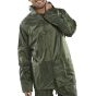 B-Dri Jacket Lightweight Nylon PVC coated Inner Zip Front Olive Green SML