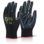 Nite Star Glove Seamless Shell Nitrile Coated Palm & Fingers Black 09/Large