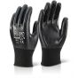 Polyester Seamless Glove Full Nitrile Rubber Coating Lightweight Black LGE