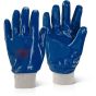 Heavy Duty Glove soft Jersey Lined Nitrile Fully Coated Knitwrist Blue 09