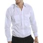 Pilot Shirt Long Sleeve Poly/Cotton Two Pockets Stiffened Collar White 15