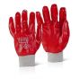 PVC Fully Coated Glove Stockinette Liner & Knitwrist Elasticated Cuff Red 7