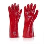 PVC Gauntlet 16 Inch (40cm) Overall Length Open Cuff Liquid Proof Red XL