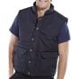 Quebec Body-warmer Quilted Polyester Cotton Stud & Zip Front Navy Blue XL