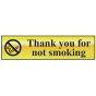 Thank You For Not Smoking - Polished Brass Effect 200 x 50mm by Scan - 6001