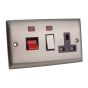 Switched Cooker Control Unit Neon 45A 1 Gang Brushed Steel - Chrome