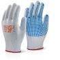 Tronix Nylon Glove Knitted Fibre base - PVC Palm Dots for Ex-Grip Blue LGE