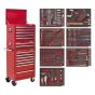 Tool Chest Combination 14 Drawer with Ball Bearing Slides - Red & 446pc Tool Kit Sealey Part No. TBTPCOMBO1