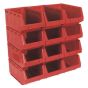 Plastic Storage Bin 210 x 355 x 165mm - Red Pack of 12 Sealey Part No. TPS412R