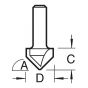 C044 x 1/4 TCT Chamfer V Groove 45ﾰ 6.0 x 12.7mm by Trend - C044X1/4TC