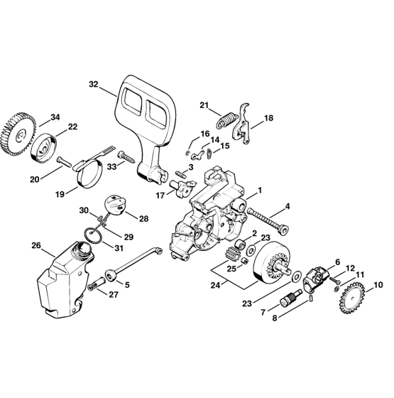 Oil pump, Chain brake Assembly for Stihl E14 Electric Chainsaws