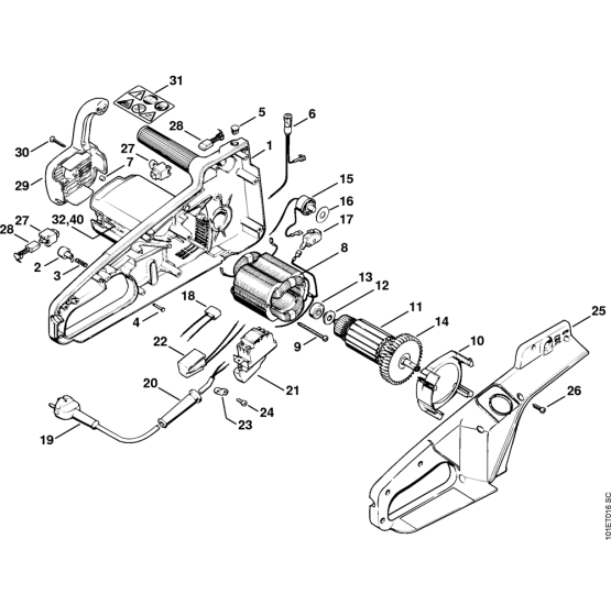 Electric motor Assembly for Stihl E20 E220 Electric Chainsaws