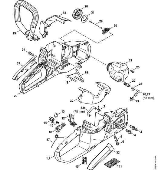 Handle housing, Shroud Assembly for Stihl MSA140C Electric Chainsaws