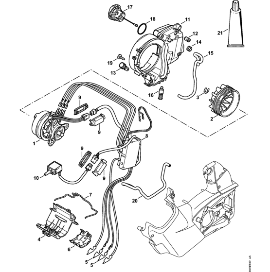 Electric motor, Electronic module, Oil tank Assembly for Stihl MSA160T Electric Chainsaws