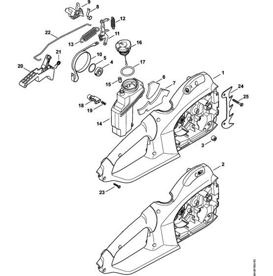 Handle housing, Oil tank Assembly for Stihl MSE250C Electric Chainsaws