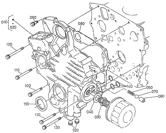 Gear Case Assembly for Kubota DF752-E2 Engine