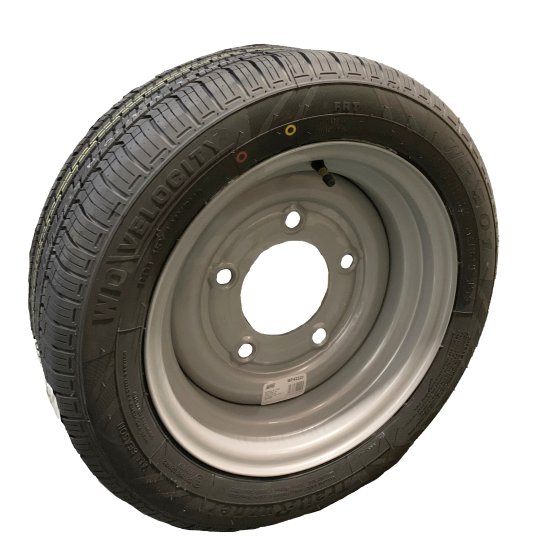 Trailer Wheel & Tyre 13in 195/50R13C, 5 Stud, 6.5in PCD, Silver