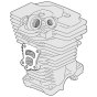 Cylinder with Piston 49mm for Stihl MS391 (Older Type Ports) Chainsaws - 1140 020 1202