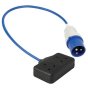 240v Double Fly Lead, 16Amp Plug, 1m Long Extension Lead