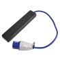 240v 4 Way Fly Lead, 16Amp Plug, 0.5m Long Extension Lead