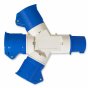 240V 16Amp Blue 3-Way Multi-Socket Adaptor Electrical Fitting