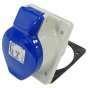 Angled Panel Socket 16 Amp 240v Blue for Electrical Panels