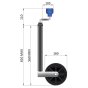 34mm Telescopic Jockey Wheel, Smooth Tube, 75kg, 155mm Plastic Wheel