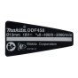 Name Plate for Makita DDF458 Cordless Drill - 814Y91-3