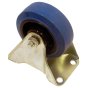 Rubber Fixed Castor Wheel 4" Blue for Workshop Use