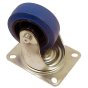 4" Blue Rubber Swivel Castor Wheel Plate Size: 130 x 102mm