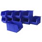 Pack of 10 Blue Plastic Wall Panel Storage Bins Size 3 for Small Parts Storage