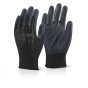 Polyester Glove with PU Coated Palm Machine Knitted Elastic Wrist Black SML