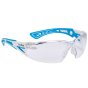 BOLLE Rush+ Safety Glasses Narrow Blue Frame with Platinum Lenses Clear S