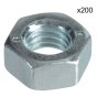 UNC Steel Nuts, Zinc Plated, Size: 1/4". Pack of 200