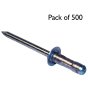 POP Rivets, Standard Flange, Aluminium. Diam: 4mm x Length: 13mm - Pack of 500