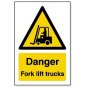 Sign - Danger Fork Lift - Self Adhesive 400x300mm