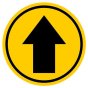 Circular Arrow Floor Sticker - Black Arrow, Yellow Background - Diameter of 400mm