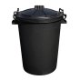 110 Litre Heavy Duty Black Dustbin with Clip On Lid and Lockable Handles