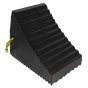 Black Rubber Wheel Chock, Heavy Duty, 242.5 x 160 x 198.5 mm With Rope
