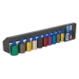 Multi-Coloured Socket Set 10pc 1/2"Sq Drive 6pt WallDrive Metric Sealey Part No. AK288