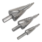 HSS M2 Step Drill Bit Set 3pc Spiral Flute Sealey Part No. AK4743