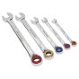 Reversible Combination Ratchet Spanner Set 5pc with Magnetic Stop Ring Metric Sealey Part No. AK63905