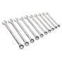 Combination Ratchet Spanner Set 10pc Extra-Long Metric Sealey Part No. AK63914