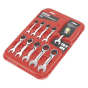 Combination Ratchet Spanner Set 10pc Stubby Metric Sealey Part No. AK6396